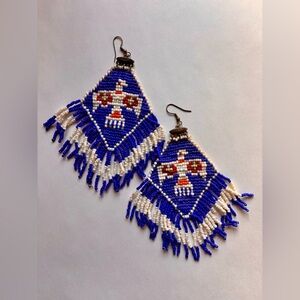 Vintage Blue and White Beaded Earrings